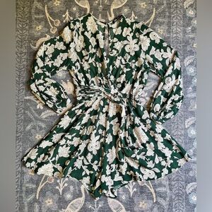 Zara Green Floral Paisley Long Sleeve Playsuit